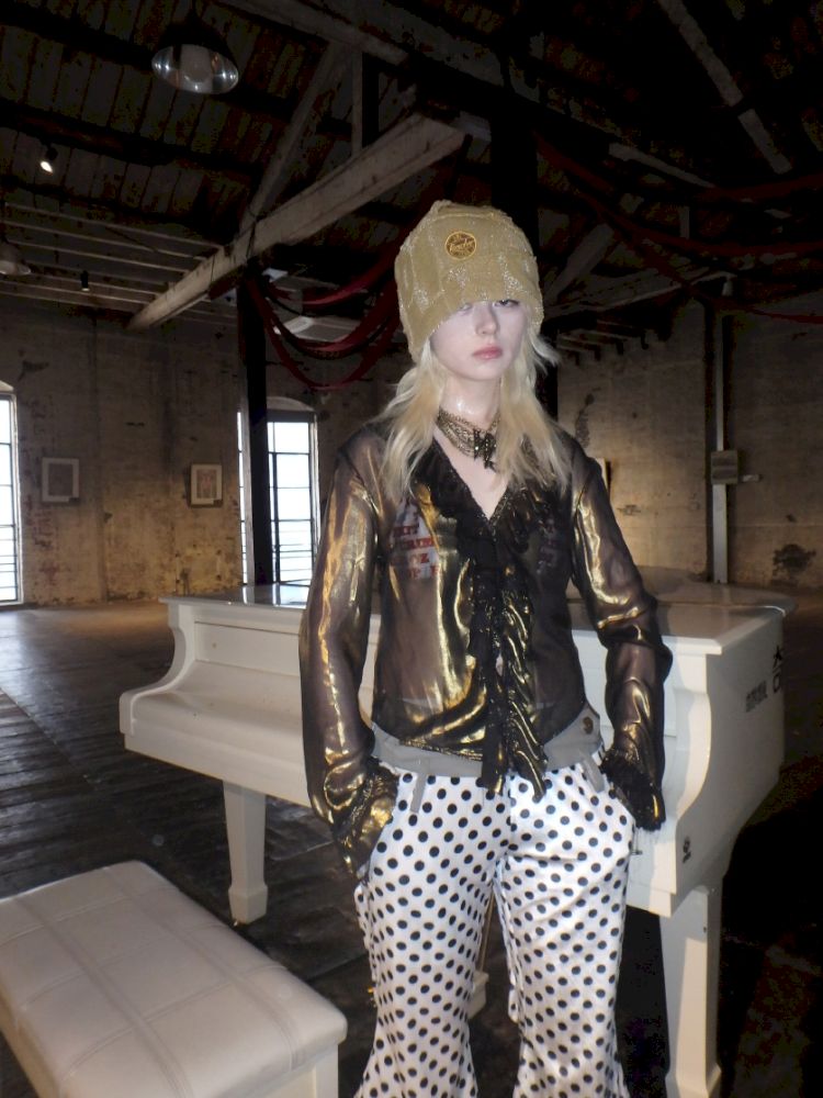 Metal antique bronze broken mesh cardigan【s0000013177】