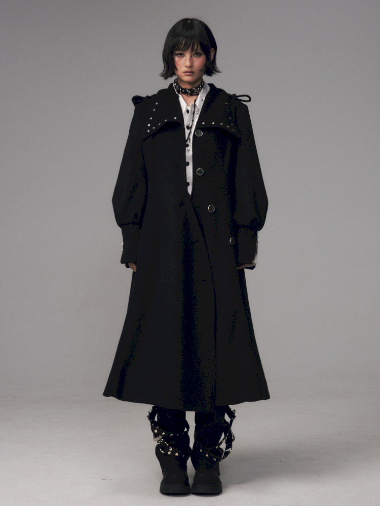 Dark A-Line Temperament Wool Coat【s0000014707】