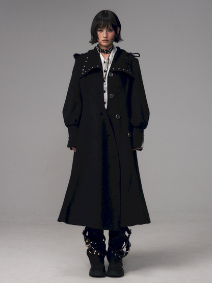 Dark A-Line Temperament Wool Coat【s0000014707】