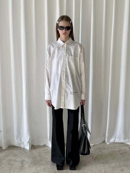 Hem Embroidered Left Slit Embroidered Shirt【s0000007465】