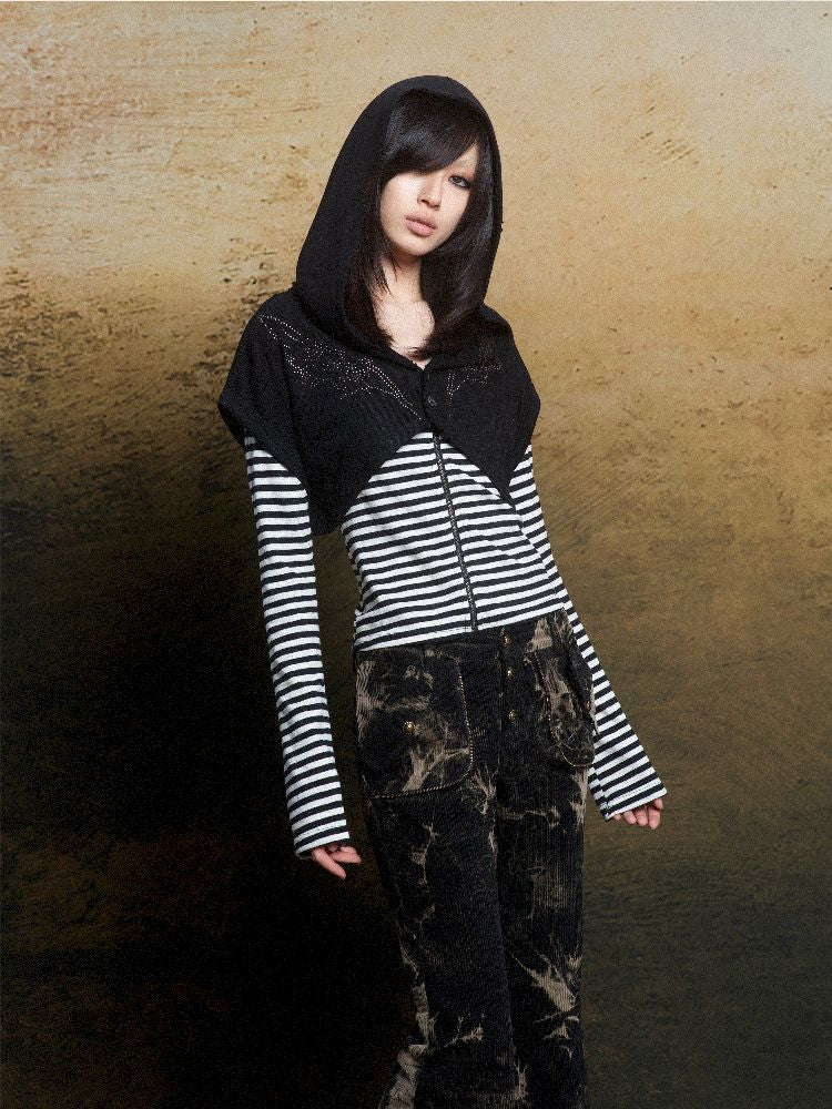 Wings Hot Rhinestone Hooded Short Tunic【s0000011818】