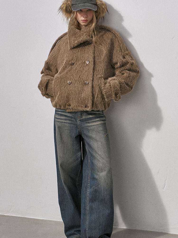 Furry Double Breasted Fur Jacket【s0000015228】