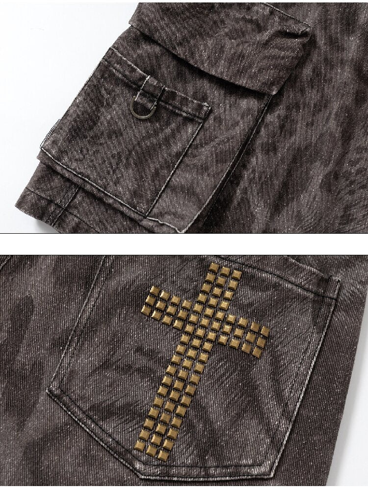 Vintage Leopard Cargo Shorts【s0000016256】