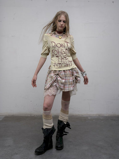 Bubble Sleeve Stretch Short Sleeve T-Shirt【s0000012617】