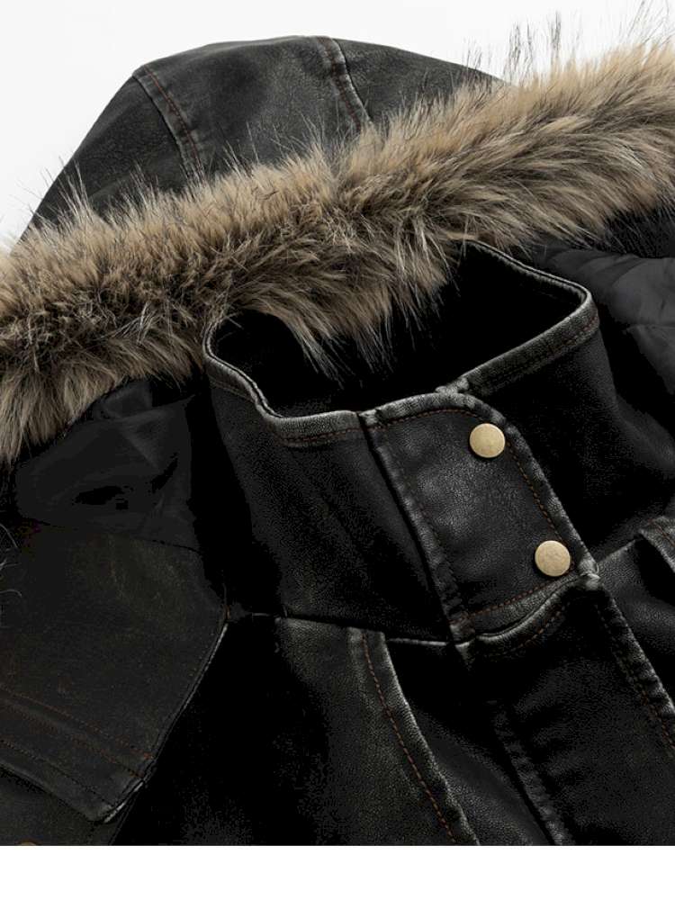 Heavy Industry Fur Collar Distressed Hooded Coat【s0000014671】