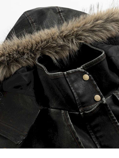 Heavy Industry Fur Collar Distressed Hooded Coat【s0000014671】