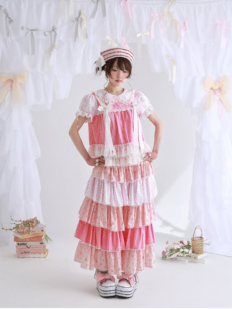 Pink Polka Dot Bow Inner Shirt【s0000016554】