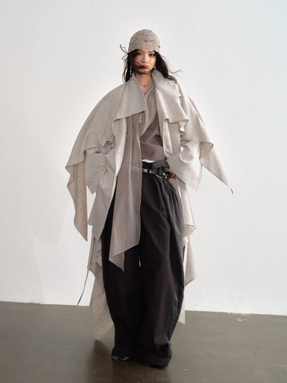 Detachable Cape Linen Trench Coat【s0000015701】