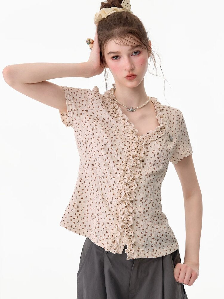 Polka Dot Lace Patchwork Tee Top【s0000017752】