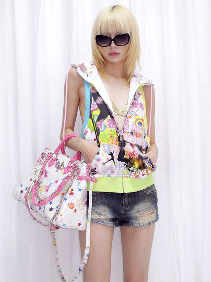 Note Print Multi Bag Decoration Tote Crossbody Bag【s0000013882】