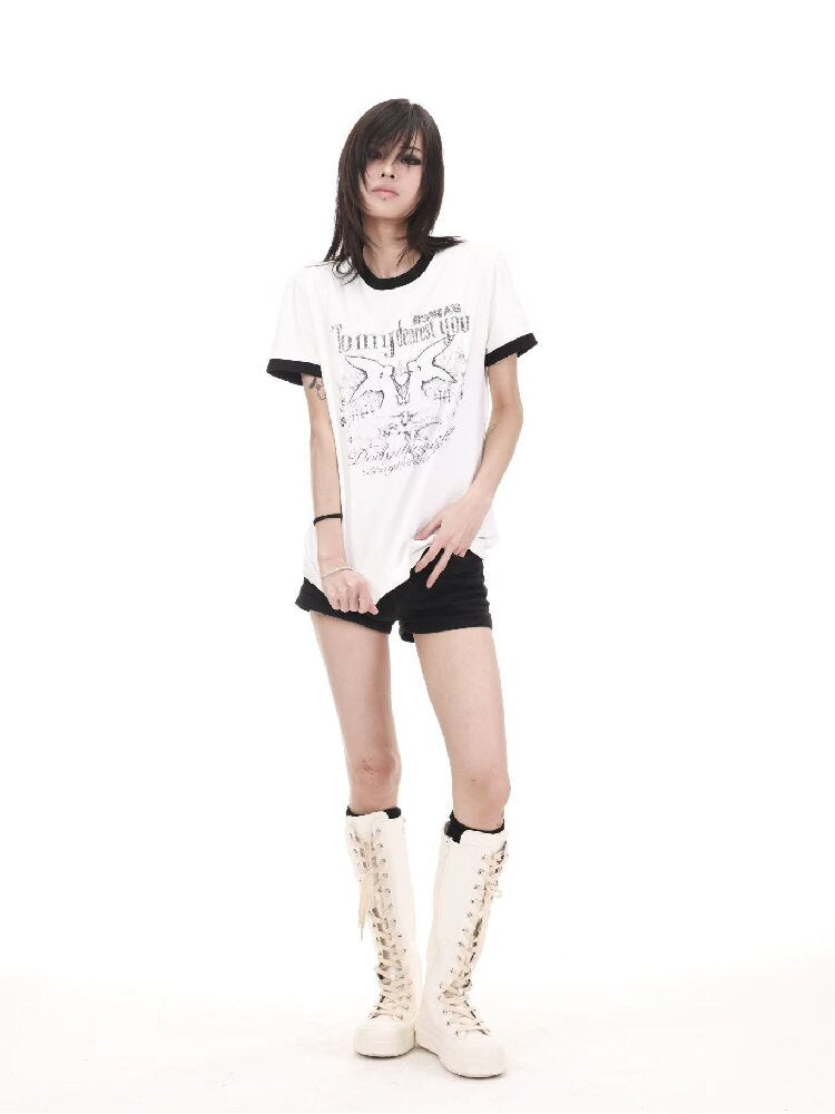Contrast Patchwork Crew T-Shirt【s0000018214】