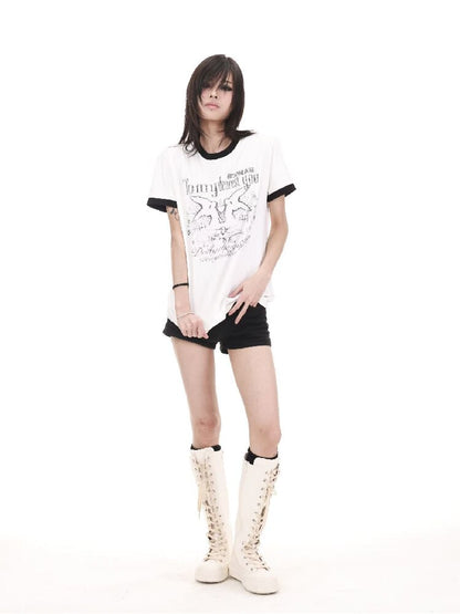 Contrast Patchwork Crew T-Shirt【s0000018214】