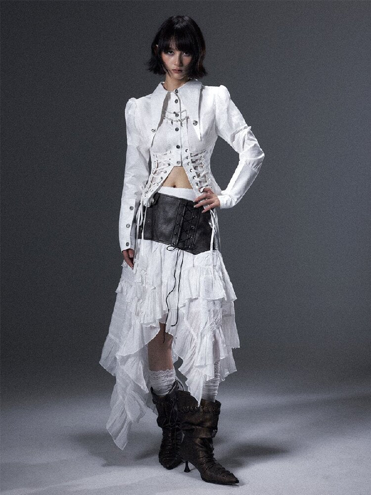 Romantic Punk Lace Patchwork Skirt【s0000018005】