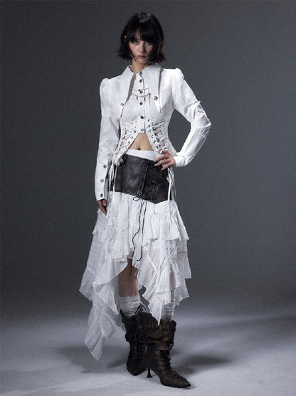 Romantic Punk Lace Patchwork Skirt【s0000018005】