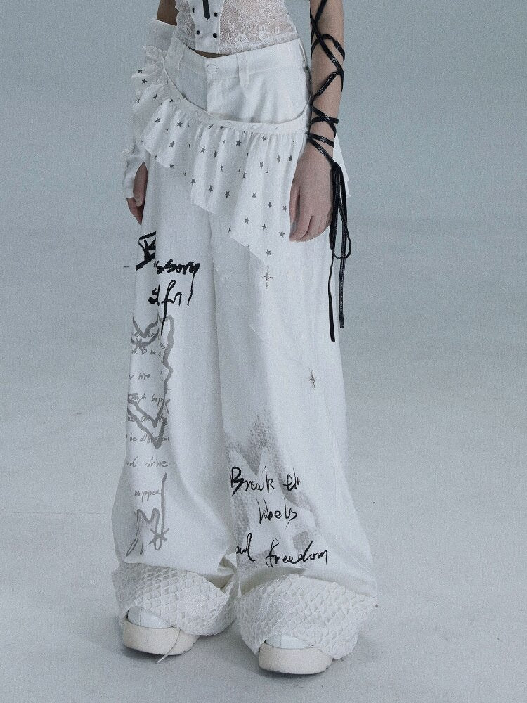 Printed Niche Wide Leg Slacks【s0000016723】