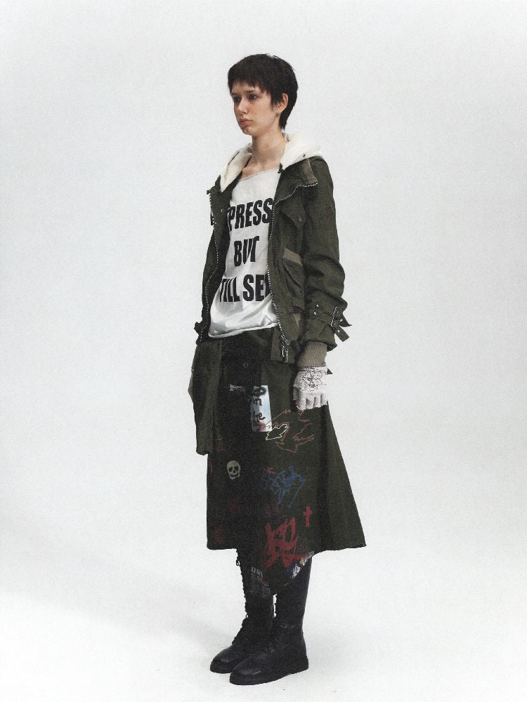 Airbrushed Denim Punk Halter Skirt【s0000011630】