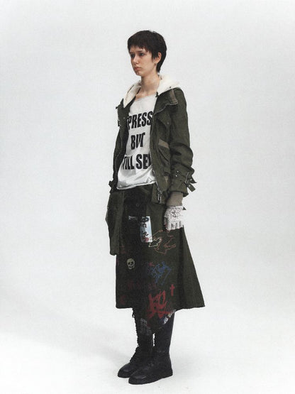 Airbrushed Denim Punk Halter Skirt【s0000011630】