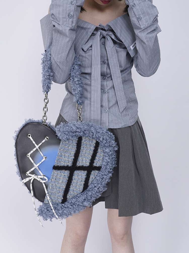 Graffiti Splicing Hairy Love Crossbody Bag【s0000014614】