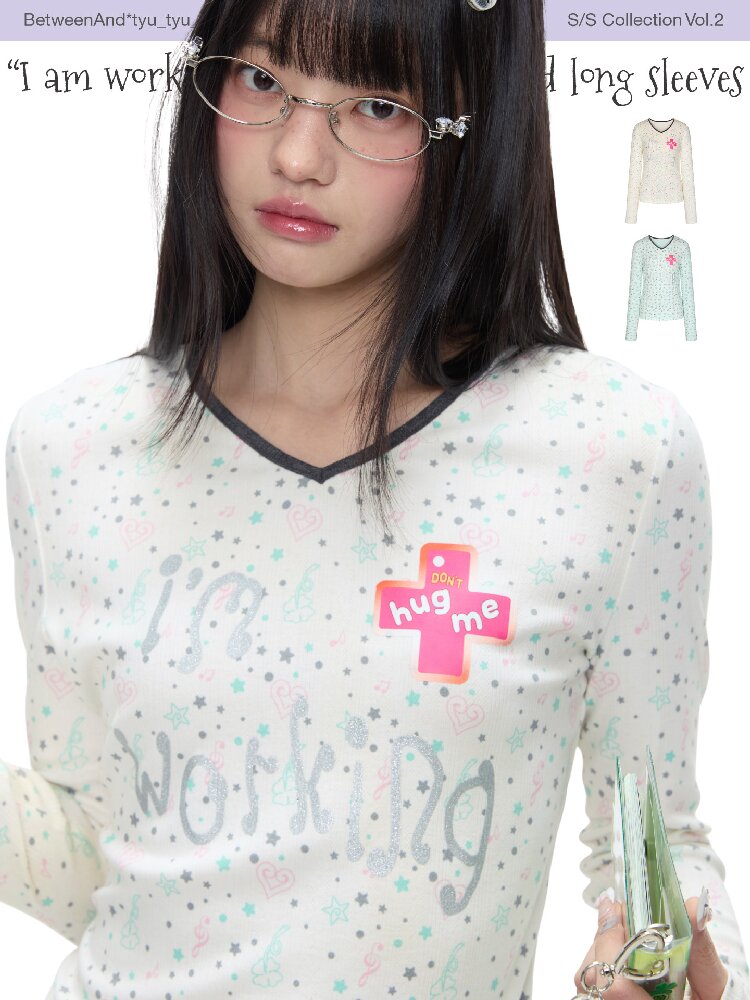 Full Print V Neck Long Sleeve Top【s0000016406】