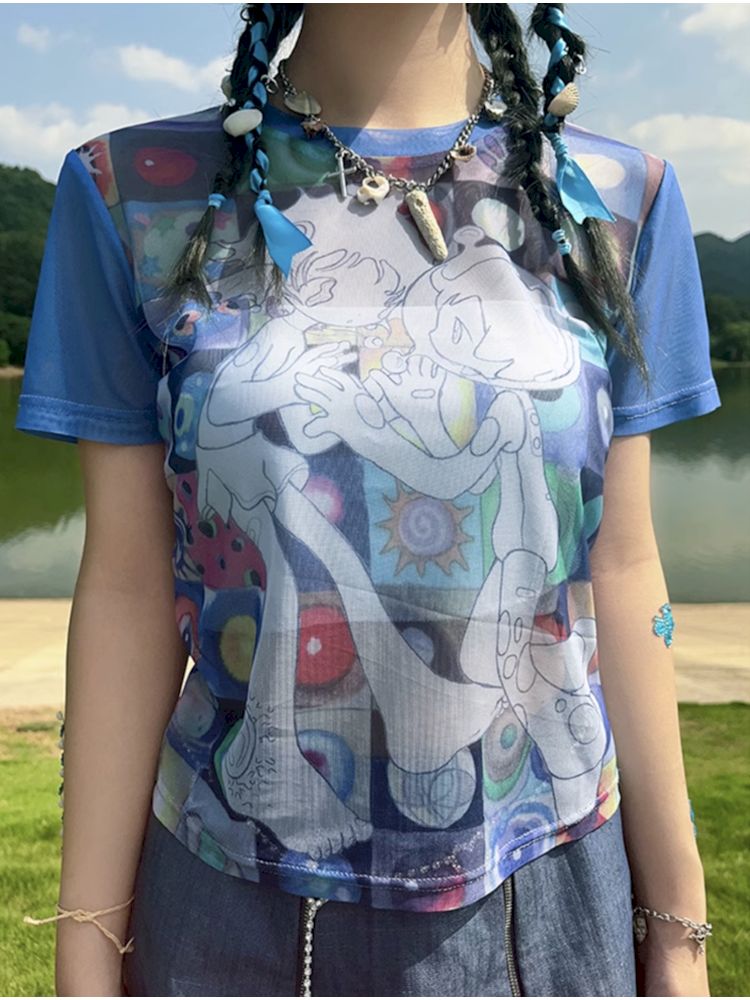 Blue Ollie Frog Co-Branded Mesh Short Sleeve T-Shirt【s0000006580】