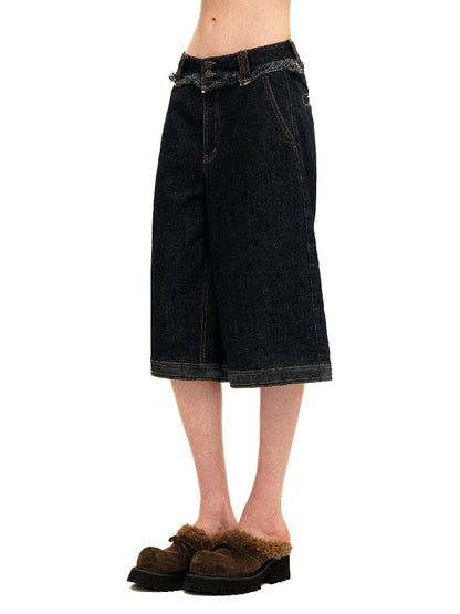 Waist Raw Lace Loose Jeans【s0000016071】