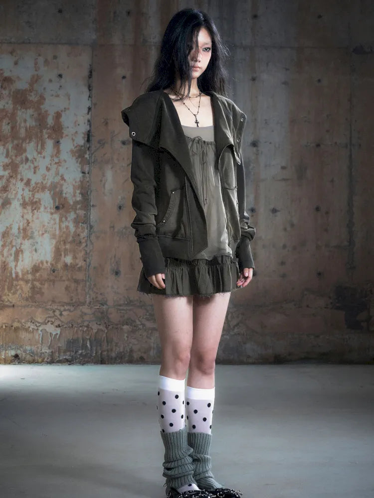 Oversized Collar Long-Sleeve Hoodie Jacket【s0000013967】