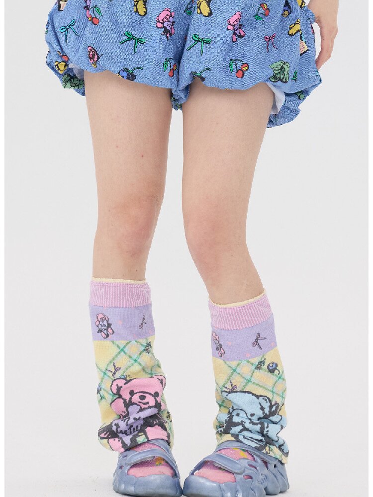Bear Print Lace Stack Socks【s0000016708】