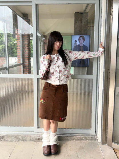 Bear Heart Print Cardigan Set【s0000019085】