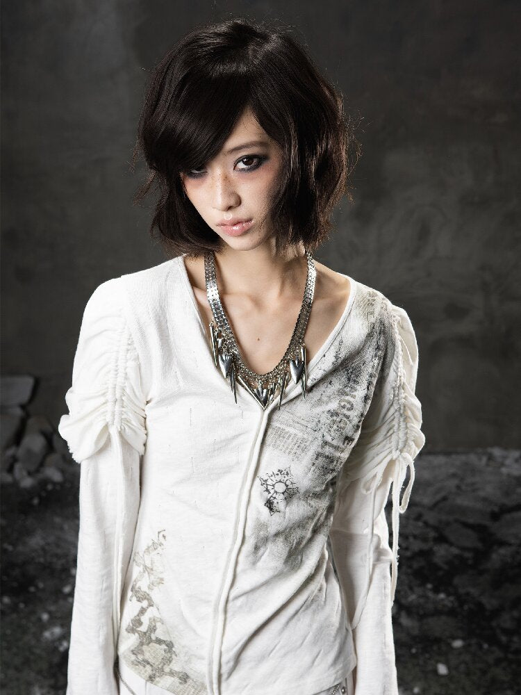 Printed Puff Sleeve Knit【s0000015954】