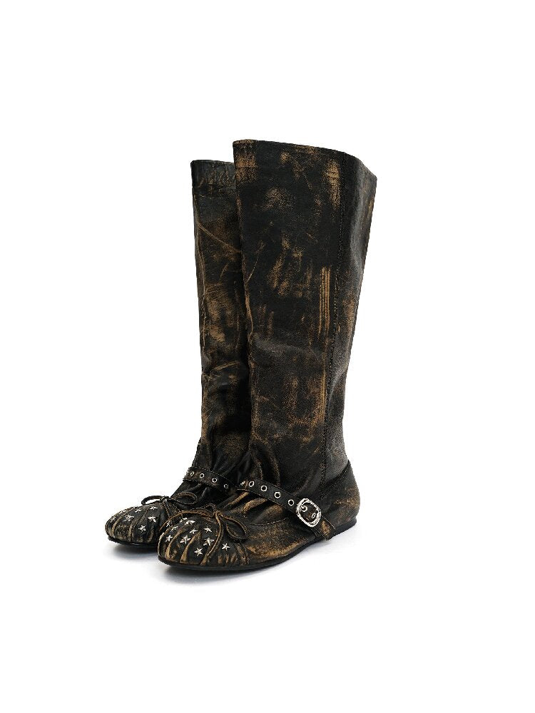 Baroque Punched Star Stack Boots【s0000016130】