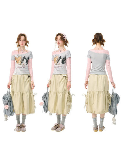 Colorblock Rabbit Print Shirt【s0000017893】