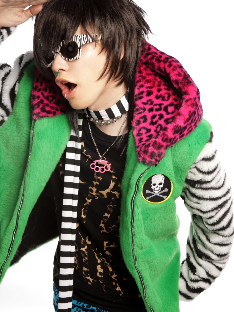 Neon Leopard Skull Patchwork Coat【s0000019279】