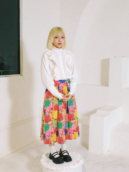 COLORFUL UNIFORM PLEATED HALF SKIRT [S0000010907]