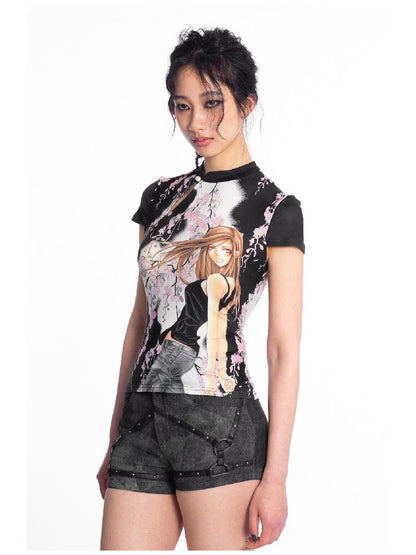 Tie-Dye Denim Studded Hot Pants【s0000018049】