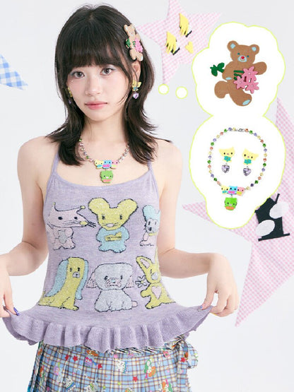 Taro Purple Ruffle Halter Overalls【s0000018372】