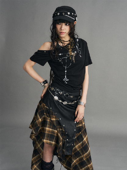 Street Punk Cross Halter T-Shirt【s0000017531】