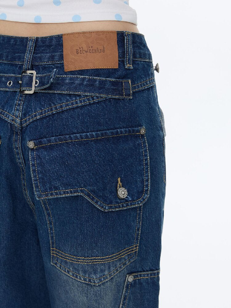 Stud Washed Two Tone Raw Jeans【s0000016398】