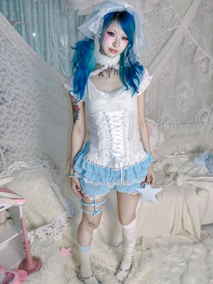 Tie-back tank top/short-sleeved shirt【s0000012692】