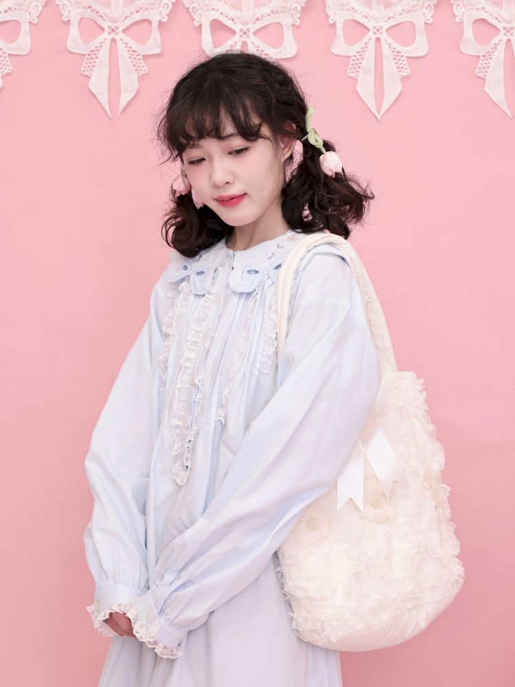 Round Neck Embroidered Blue Lace Dress【s0000013493】