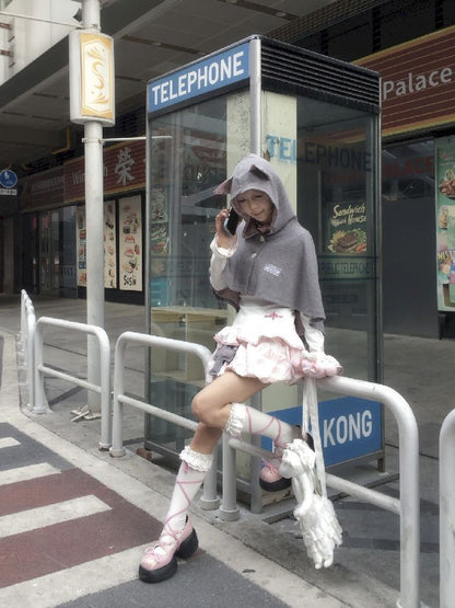 Cat Ears Hooded Short Coat Poncho【s0000011845】