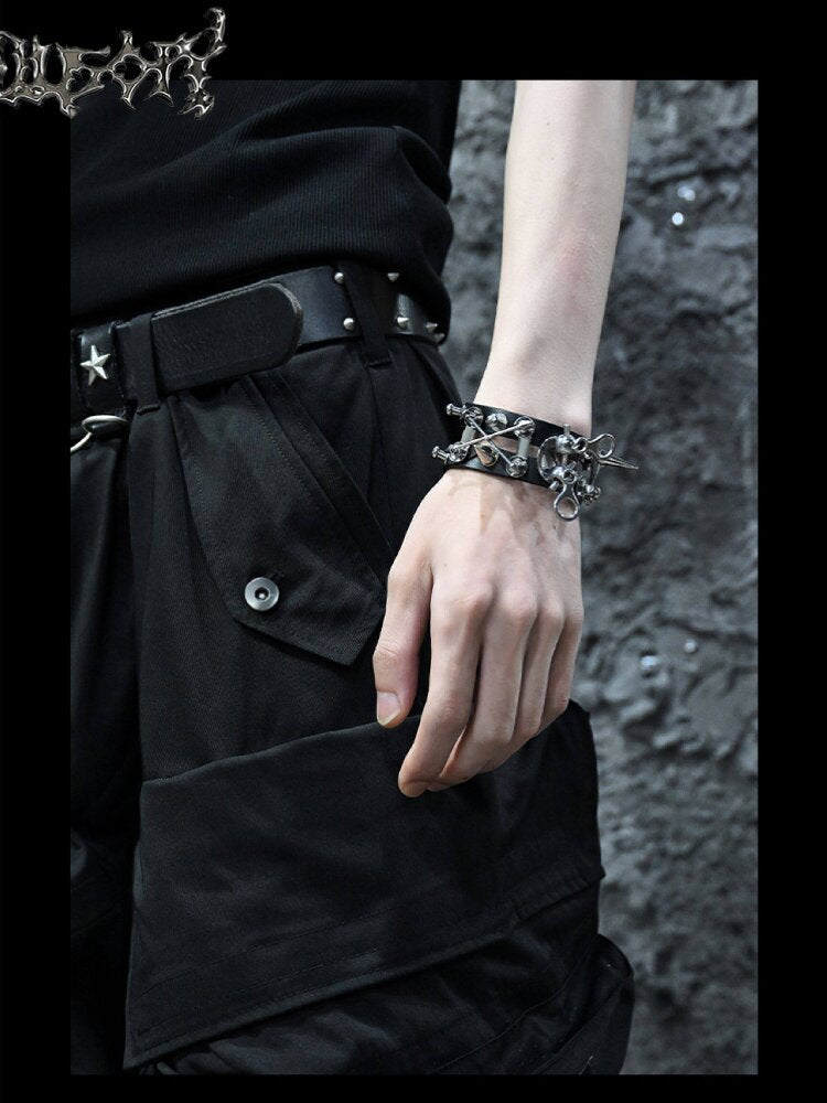 Heavy Hardcore Punk Leather Bracelet【s0000018871】