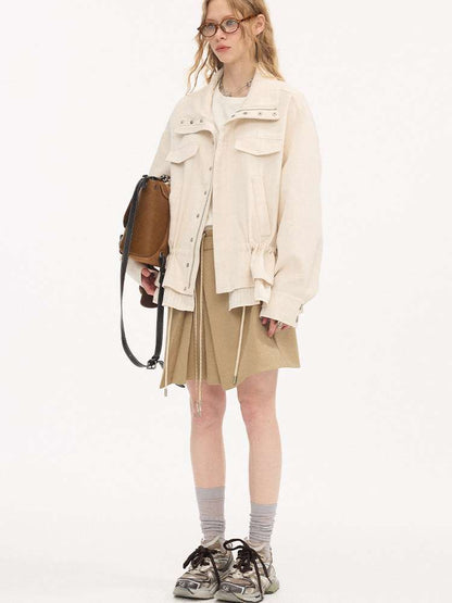 Stand-up Collar Drawstring Hem【s0000015415】