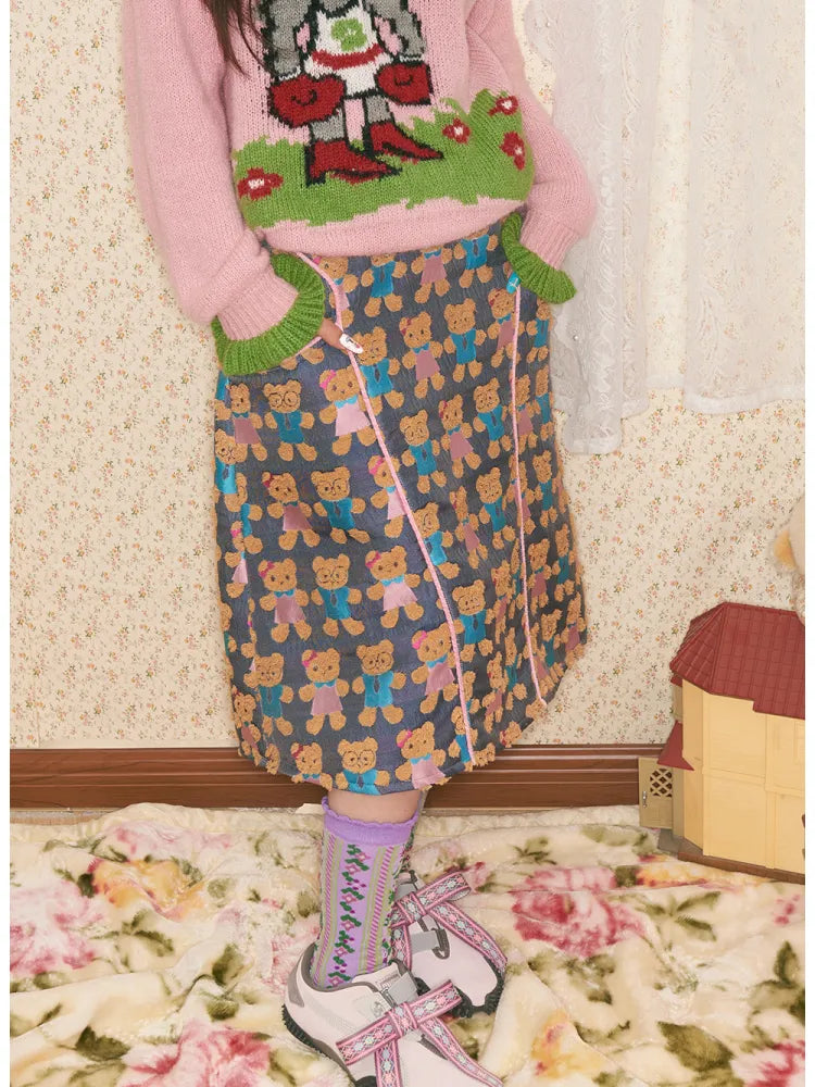 Bear Contrast-Color Skirt【s0000014145】