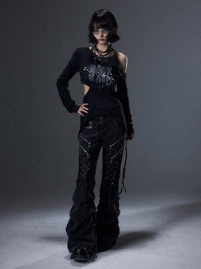 Punk Washed Pleated Denim Pants【s0000018006】