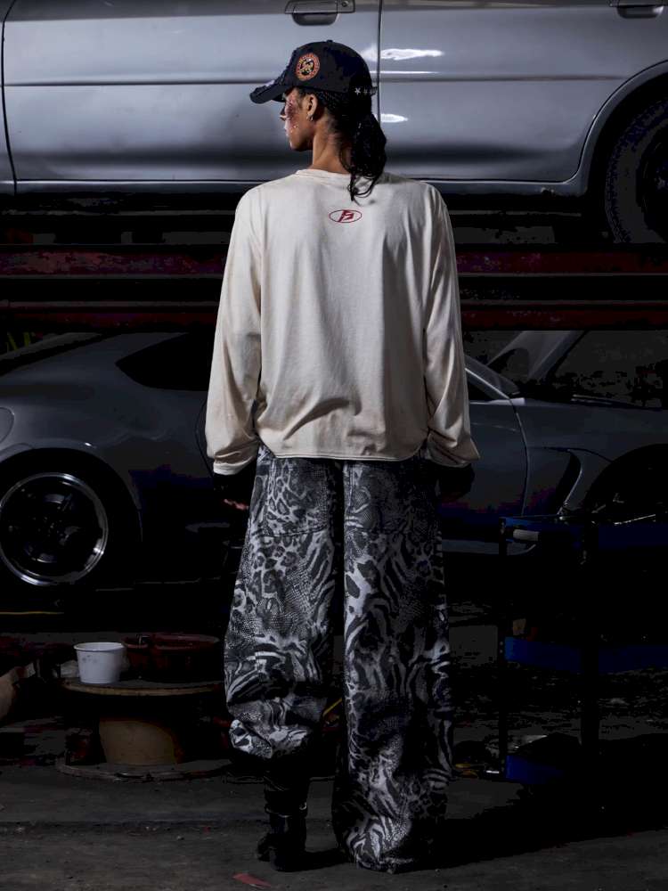 Tiger Print Gradient Wide Jeans【s0000015176】