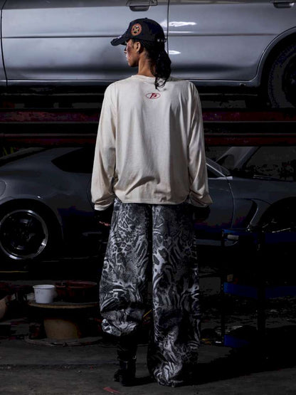 Tiger Print Gradient Wide Jeans【s0000015176】