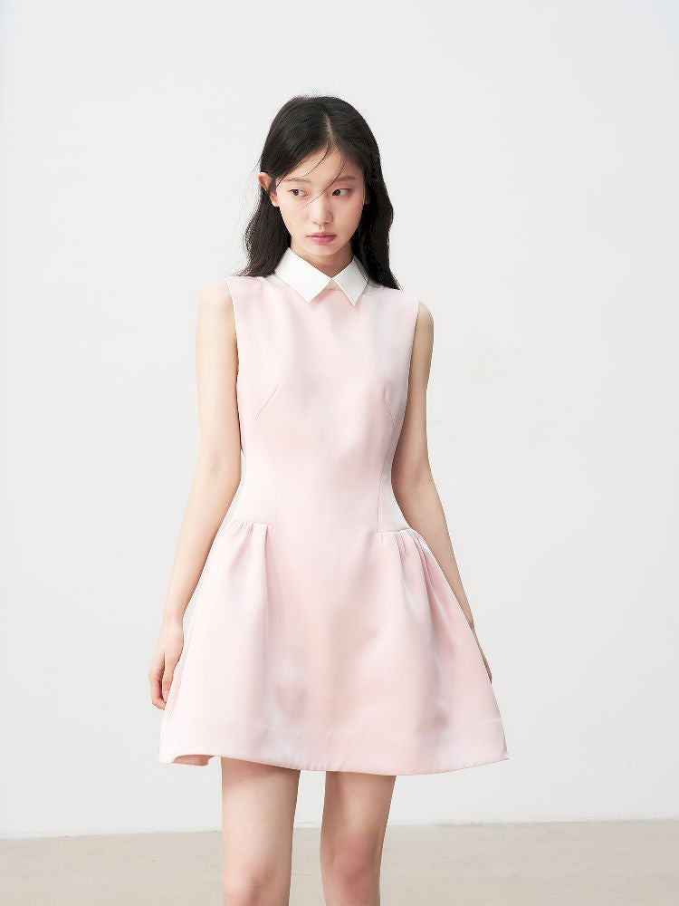 Pale Pink Glossy Satin Vest Dress【s0000011954】