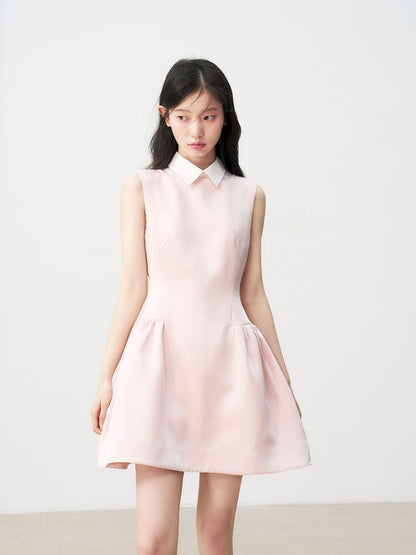 Pale Pink Glossy Satin Vest Dress【s0000011954】
