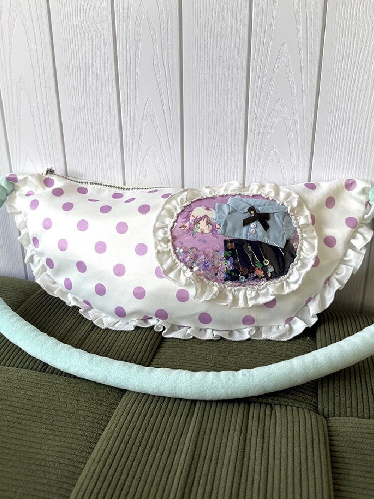 Frog Co-Print Splicing Pillow Bag【s0000015854】