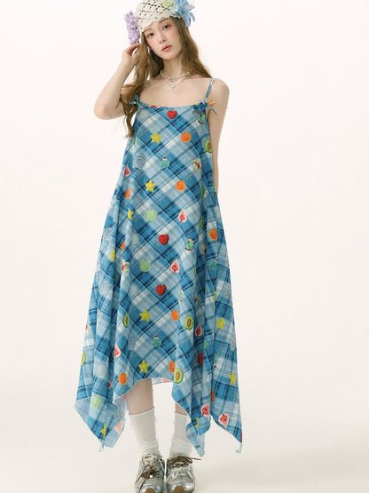 Summer Design Plaid Print Camisole Dress【s0000016843】